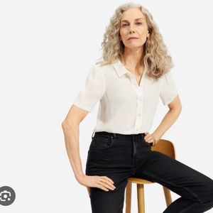 Clean Silk Puff-Sleeve Shirt